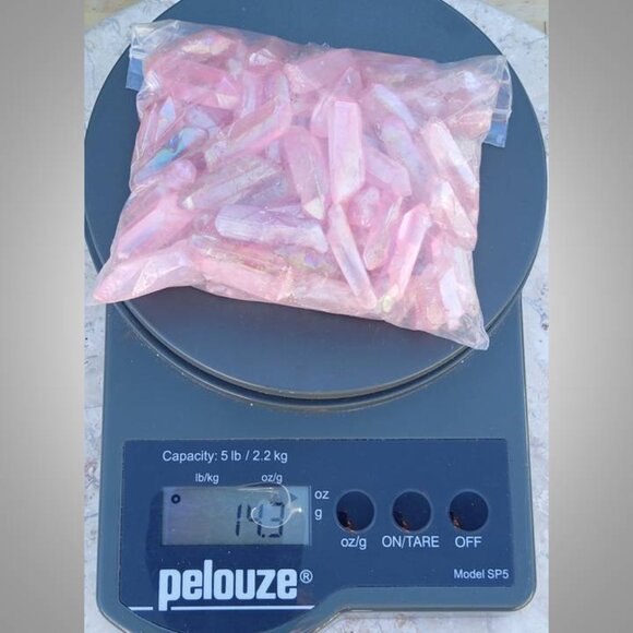 BUNDLE pink AURA QUARTZ crystal stone rock point  CHAKRA - HEALING - Picture 3 of 3